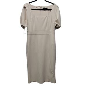 MAGGY LONDON Puff Sleeve Midi Sheath Dress Size 6